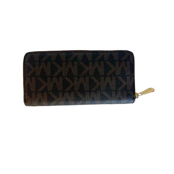 Michael Kors Brown Monogram Coated Canvas Zip Around Wallet - Picture 5 of 10